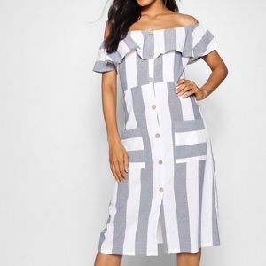 Off The Shoulder Striped Dress